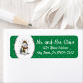 Étiquette Noël d'hiver Vieux anglais Chien de mouton gris 1 (En situation)