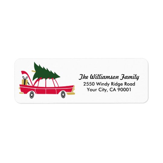 Étiquette Noël drôle de famille apportant à la maison