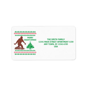 Étiquette Noël drôle de marche de Z Bigfoot Sasquatch