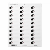 Étiquette Noël du chat noir et blanc (Feuille entière)