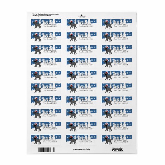 Étiquette Noël du cool Black Lab (Feuille entière)