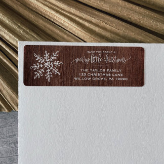 Étiquette Noël du grand flocon de neige rustique