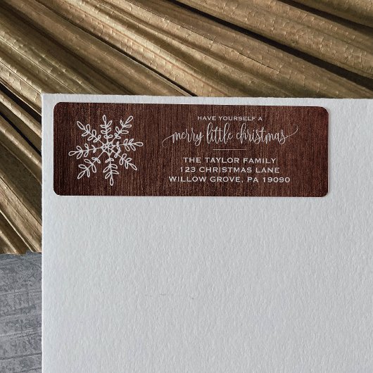 Étiquette Noël du grand flocon de neige rustique