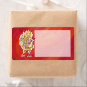 Étiquette Noël Du Poulet Sur Rouge (En situation)