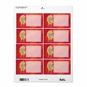 Étiquette Noël Du Poulet Sur Rouge (Feuille entière)