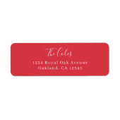 Étiquette Noël élégant | Adresse de retour rouge brillante (Devant)
