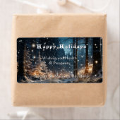 Étiquette Noël  Élégant Festif Forêt d'Hiver (En situation)