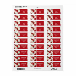 Étiquette Noël Elegant Floral Red Green Motif adresse