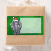 Étiquette Noël Eléphant Sur Vert (En situation)
