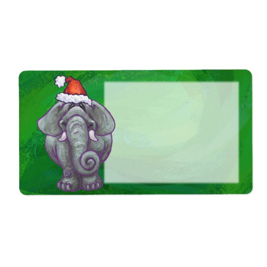 Étiquette Noël Eléphant Sur Vert (Devant)