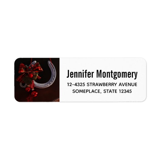 Étiquette Noël équestre pendre en fer à cheval Photo (Devant)