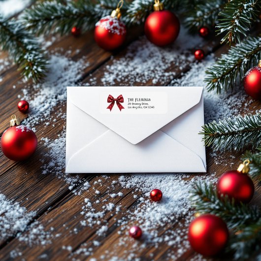 Étiquette Noël Festif Red Bow