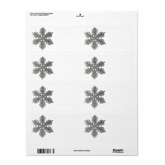 Étiquette Noël Fête Silencieux Snowflake Star Design (Feuille entière)