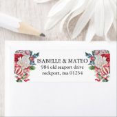 Étiquette Noël Floral Greenery Mariage Retour Adresse (En situation)