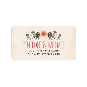 Étiquette Noël Floral Pine Cone d'hiver