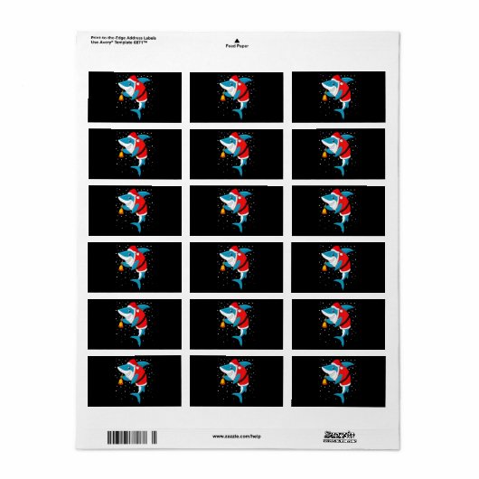 Étiquette Noël - Funny Christmas Shark (Feuille entière)