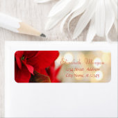 Étiquette Noël, Gold Bokeh, Poinsettia (En situation)