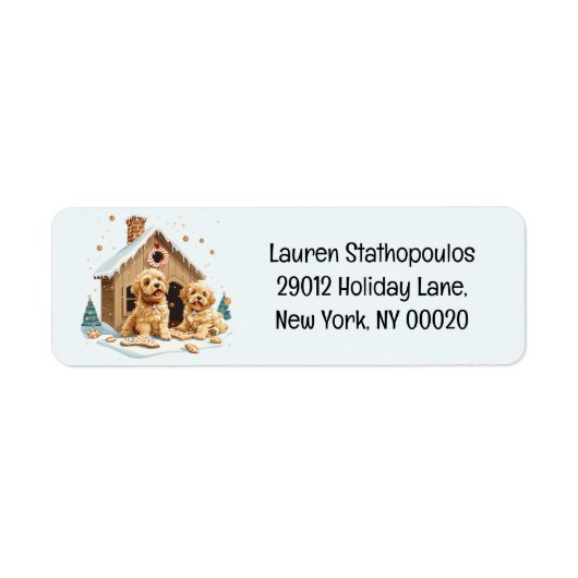 Étiquette Noël Golden Retriever Dogs Gingerbread House (Devant)