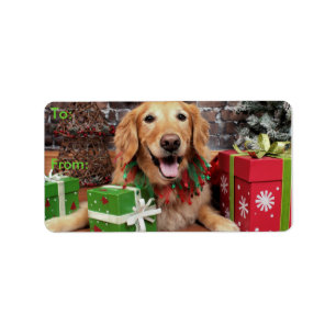 Étiquette Noël - golden retriever - Sidney
