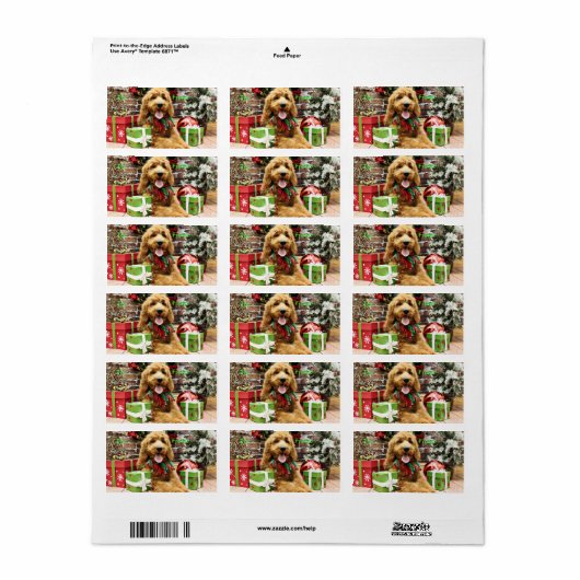 Étiquette Noël - GoldenDoodle - Claire (Feuille entière)