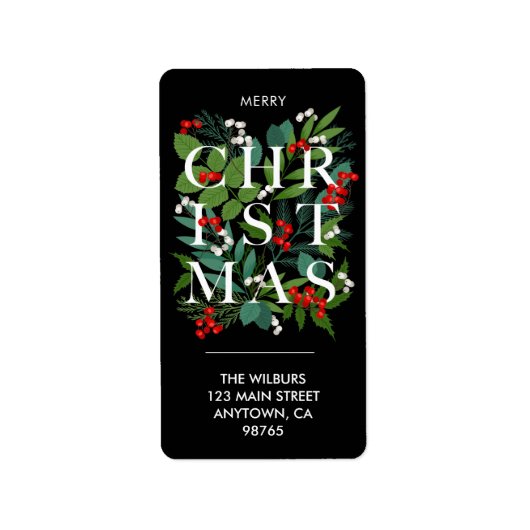 Étiquette NOËL Greenery Berries Adresse (Devant)