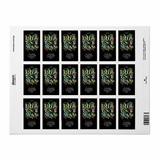 Étiquette NOËL Greenery Berries Adresse (Feuille entière)