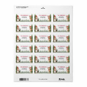 Étiquette Noël Hiver Bois Animaux (Feuille entière)