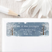 Étiquette Noël Hiver Snowflakes Arbres Retour Adresse (En situation)