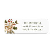 Étiquette Noël Holiday Floral Adresse (Devant)