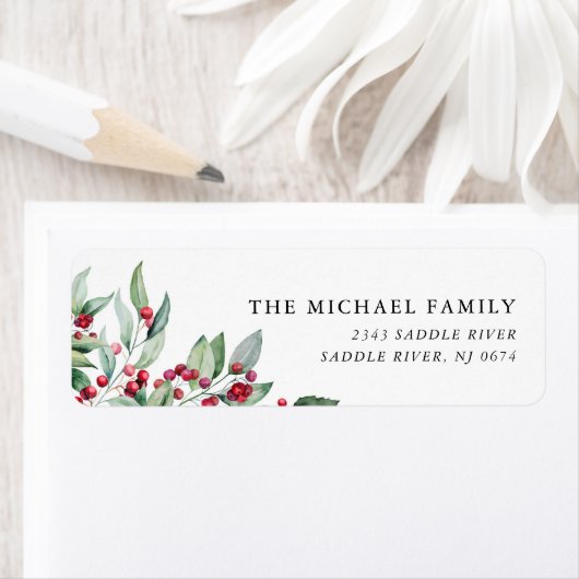 Étiquette Noël Holly Greenery (En situation)