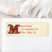 Étiquette Noël Holly Monogram M (En situation)