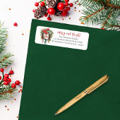 Étiquette Noël Joyeux et brillant boîte aux lettres Monogram