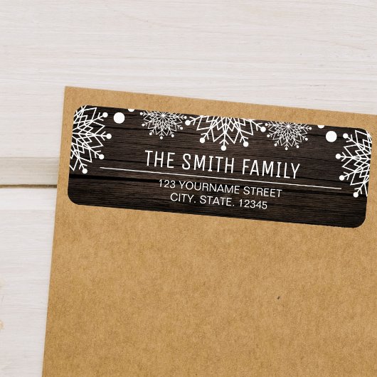 Étiquette Noël joyeux | Russe Grange Bois Snowflakes