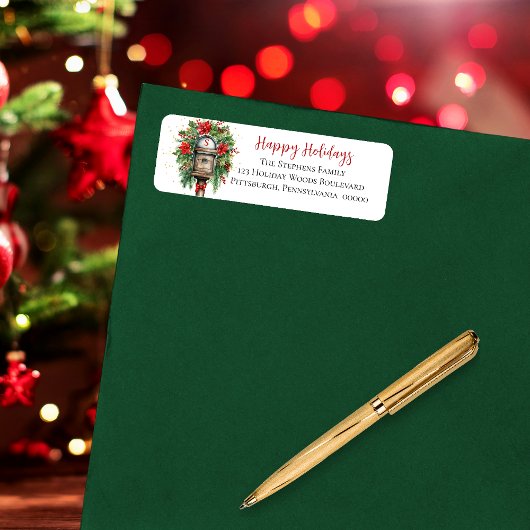 Étiquette Noël Joyeux vacances Boîte aux lettres Floral Mono