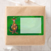 Étiquette Noël Kangaroo sur le dos vert peint (En situation)