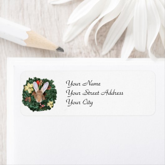 Étiquette Noël lapin (En situation)