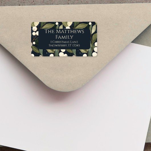 Étiquette Noël minimaliste aux neiges