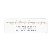 Étiquette Noël moderne Adresse de retour Label Holiday Gold (Devant)