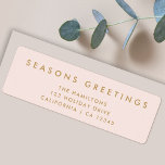 Étiquette Noël moderne | Blush Pink and Gold Address<br><div class="desc">Étiquette simple, élégante, tendance d'adresse de retour de vacances avec typographie minimaliste moderne citant "Joyeuses Fêtes" en or sur un arrière - plan rose vif. Le nom, l'adresse et l'accueil peuvent être facilement customisés pour une touche personnelle. Un design audacieux, minimaliste et contemporain pour se démarquer de la foule en...</div>