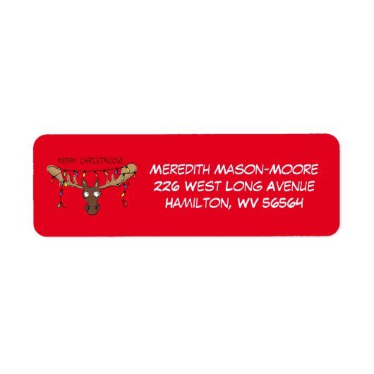 Étiquette Noël Moose mignonne drôle animal de vacances (Devant)