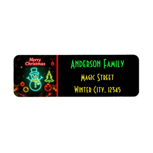 Étiquette Noël Neon Populaire Collection de vacances (Devant)