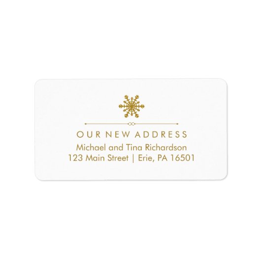 Étiquette Noël Nouvelle adresse Glam Gold Snowflake (Devant)