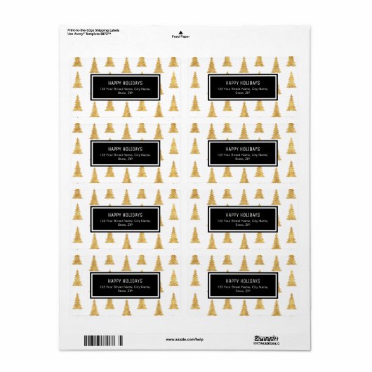 Étiquette Noël or (Feuille entière)