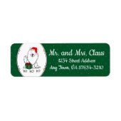 Étiquette Noël Père Noël American Eskimo Chien HO HO HO Mign (Devant)