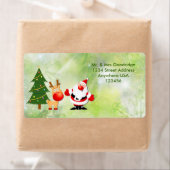 Étiquette Noël Père Noël et Rudolf (En situation)