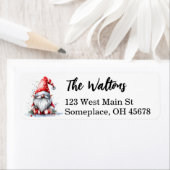 Étiquette Noël père Noël Gnome (En situation)