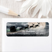 Étiquette Noël Père Noël Reindeer Sleigh Salutations de vaca (En situation)