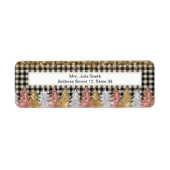 Étiquette Noël Plaid Et Nom De La Parties scintillant (Devant)