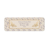 Étiquette Noël Purple Floral Arrière - plan Gold Holly (Devant)