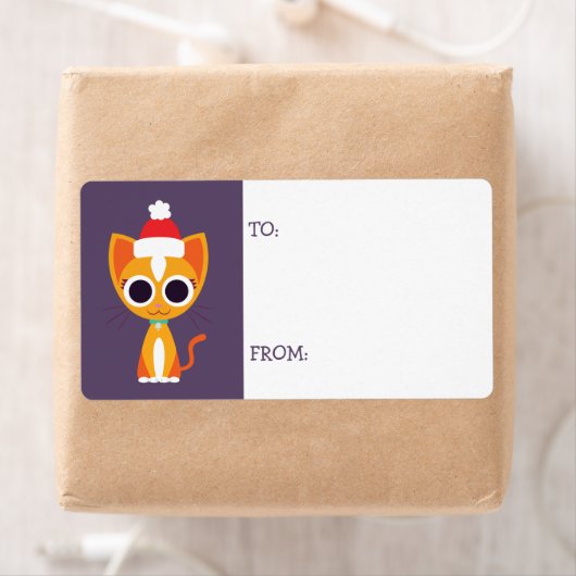 Étiquette Noël Purrl le chat (En situation)